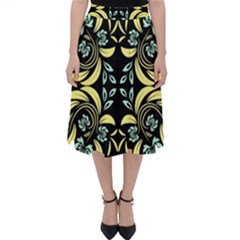 Floral Folk Damask Pattern Fantasy Flowers  Classic Midi Skirt by Eskimos