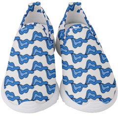 Abstract Waves Kids  Slip On Sneakers by SychEva