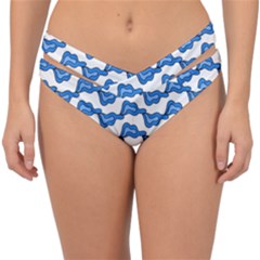 Abstract Waves Double Strap Halter Bikini Bottom by SychEva