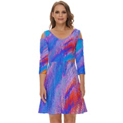 Fractal Shoulder Cut Out Zip Up Dress by Sparkle