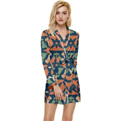 Abstract Pattern Geometric Backgrounds   Long Sleeve Satin Robe by Eskimos