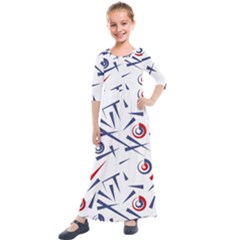 Abstract Pattern Geometric Backgrounds   Kids  Quarter Sleeve Maxi Dress by Eskimos