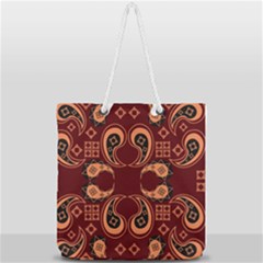 Floral Pattern Paisley Style Paisley Print  Doodle Background Full Print Rope Handle Tote (large) by Eskimos