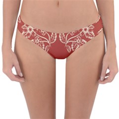 Floral Folk Damask Pattern Fantasy Flowers Floral Geometric Fantasy Reversible Hipster Bikini Bottoms by Eskimos
