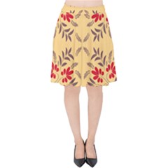 Floral Folk Damask Pattern Fantasy Flowers Floral Geometric Fantasy Velvet High Waist Skirt by Eskimos