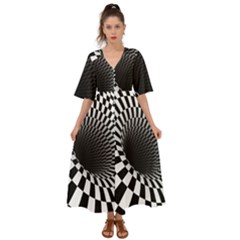 3d Optical Illusion, Dark Hole, Funny Effect Kimono Sleeve Boho Dress by Casemiro