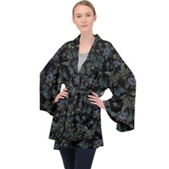 Moody Flora Long Sleeve Velvet Kimono  by BubbSnugg