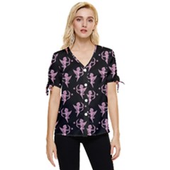 Cupid Pattern Bow Sleeve Button Up Top by Valentinaart