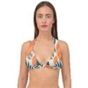 Tropical pattern Double Strap Halter Bikini Top View1
