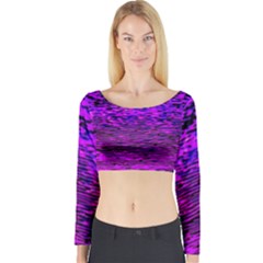 Magenta Waves Flow Series 2 Long Sleeve Crop Top by DimitriosArt