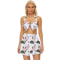 Love Spring Floral Vintage Style Bikini Top And Skirt Set  by Janetaudreywilson