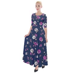 Flowers Pattern Half Sleeves Maxi Dress by Sparkle