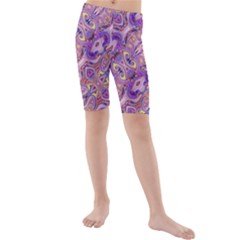 Liquid Art Pouring Abstract Seamless Pattern Tiger Eyes Kids  Mid Length Swim Shorts by artico