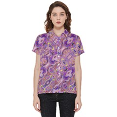 Liquid Art Pouring Abstract Seamless Pattern Tiger Eyes Short Sleeve Pocket Shirt by artico