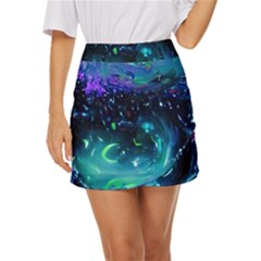 Blue Galaxy Mini Front Wrap Skirt by Dazzleway