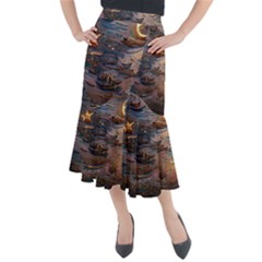 Sky Ship Midi Mermaid Skirt by Dazzleway