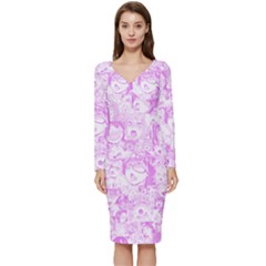 Pink Hentai Long Sleeve V-neck Bodycon Dress  by thethiiird