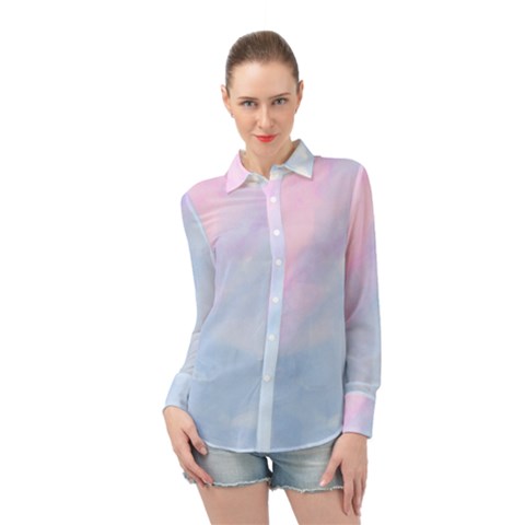 Watercolor Clouds2 Long Sleeve Chiffon Shirt by Littlebird