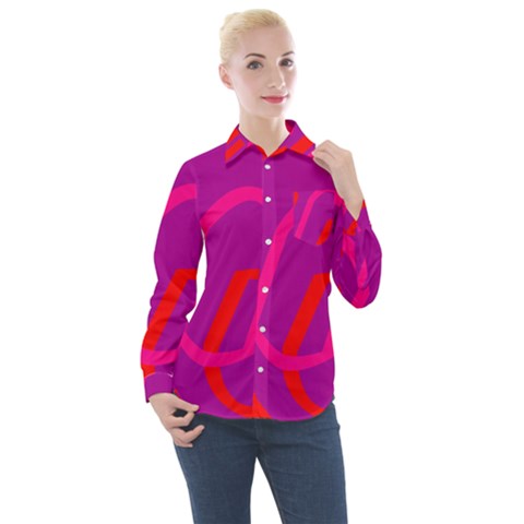 Abstract Pattern Geometric Backgrounds   Women s Long Sleeve Pocket Shirt by Eskimos