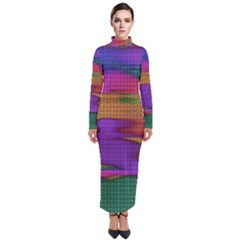 Puzzle Landscape In Beautiful Jigsaw Colors Turtleneck Maxi Dress by pepitasart