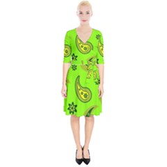 Floral Pattern Paisley Style Paisley Print  Doodle Background Wrap Up Cocktail Dress by Eskimos