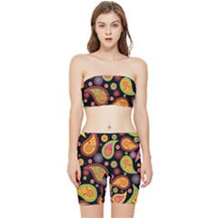 Paisley Pattern Design Stretch Shorts And Tube Top Set by befabulous