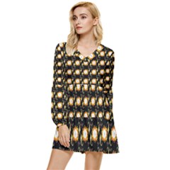 Digitalart Tiered Long Sleeve Mini Dress by Sparkle