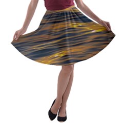 Sunset Waves Pattern Print A-line Skater Skirt by dflcprintsclothing