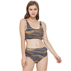 Sunset Waves Pattern Print Frilly Bikini Set by dflcprintsclothing
