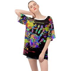 Crazy Multicolored Each Other Running Splashes Hand 1 Oversized Chiffon Top by EDDArt
