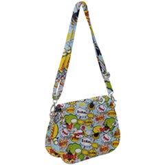 Comic Pow Bamm Boom Poof Wtf Pattern 1 Saddle Handbag by EDDArt
