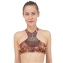 Chartres Double Infinity Antique Mandala High Neck Bikini Top View1