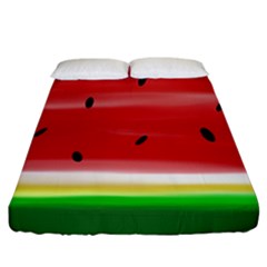 Painted Watermelon Pattern, Fruit Themed Apparel Fitted Sheet (california King Size) by Casemiro