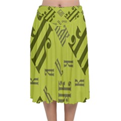 Abstract Pattern Geometric Backgrounds   Velvet Flared Midi Skirt by Eskimos