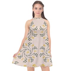 Abstract Pattern Geometric Backgrounds   Halter Neckline Chiffon Dress  by Eskimos