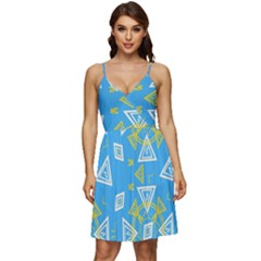 Abstract Pattern Geometric Backgrounds   V-neck Pocket Summer Dress  by Eskimos