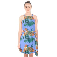 Nature King Halter Collar Waist Tie Chiffon Dress by Sparkle