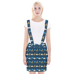 Dolphins Bees Pattern Braces Suspender Skirt by Sparkle