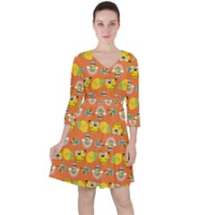 Minionspattern Quarter Sleeve Ruffle Waist Dress by Sparkle