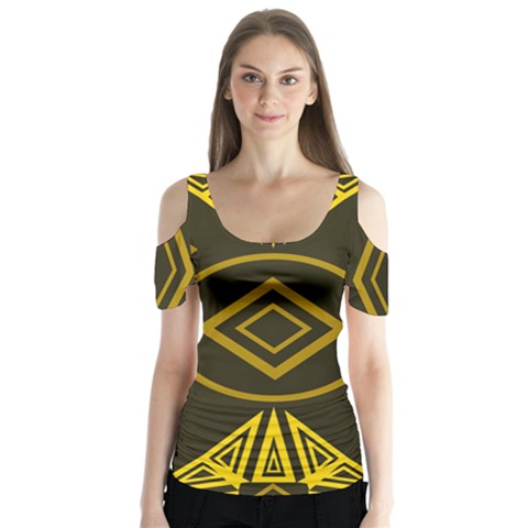 Abstract Pattern Geometric Backgrounds   Butterfly Sleeve Cutout Tee  by Eskimos
