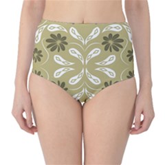 Folk Flowers Print Floral Pattern Ethnic Art Classic High-waist Bikini Bottoms by Eskimos