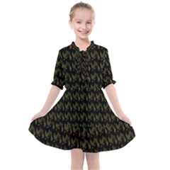 Fern Pattern 2 Black Kids  All Frills Chiffon Dress by violetheavensky