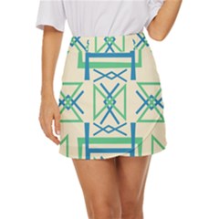 Abstract Pattern Geometric Backgrounds   Mini Front Wrap Skirt by Eskimos