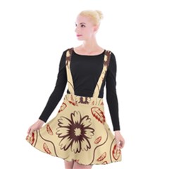 Folk Flowers Print Floral Pattern Ethnic Art Suspender Skater Skirt by Eskimos