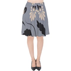 Folk Flowers Print Floral Pattern Ethnic Art Velvet High Waist Skirt by Eskimos