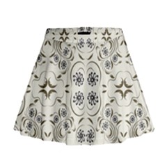 Folk Flowers Print Floral Pattern Ethnic Art Mini Flare Skirt by Eskimos