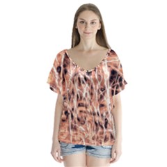 Pink Desire V-neck Flutter Sleeve Top by DimitriosArt