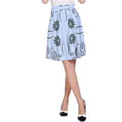 Folk Flowers Print Floral Pattern Ethnic Art A-line Skirt by Eskimos