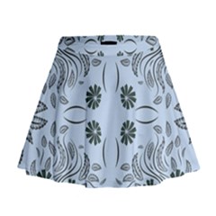 Folk Flowers Print Floral Pattern Ethnic Art Mini Flare Skirt by Eskimos