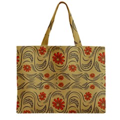 Folk Flowers Print Floral Pattern Ethnic Art Zipper Mini Tote Bag by Eskimos